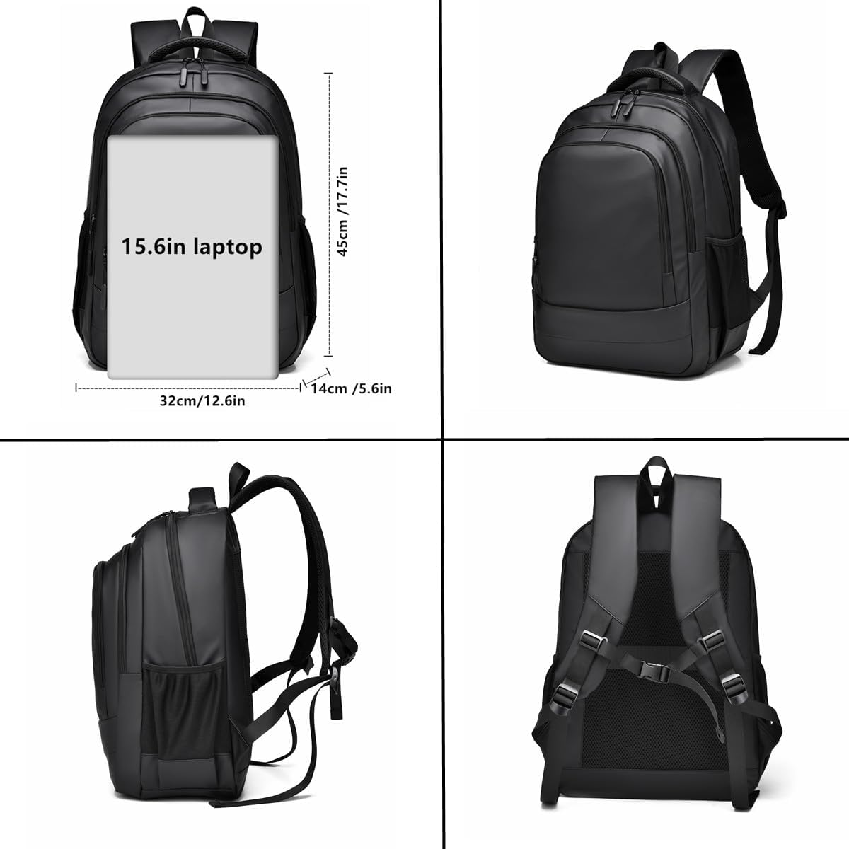 Wasserdichtes Rucksack, Rucksack mit großer Kapazität, Computerbeutel mit mehreren Fächern, Schul -Rucksack, lässige Daypack für Arbeit, Schule, Reisen, Schwarz – Bild 6