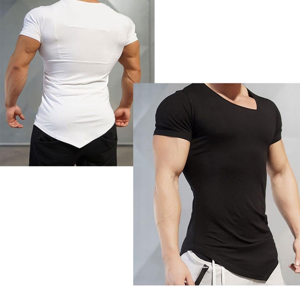 Kanpola Herren unregelmäßige Polyester Kurzschläfe Absicherung Slim Fit Bluse zum Joggen von Yoga -Männern - XL/52 – Bild 4