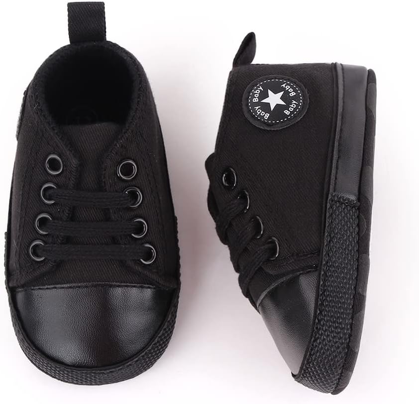 Sifangping Baby First Wanderschuhe, nicht rutschfest und atmungsaktiv 0-18m Leinwandschuhe mit weicher Sohle für Jungen und Mädchen – Bild 3