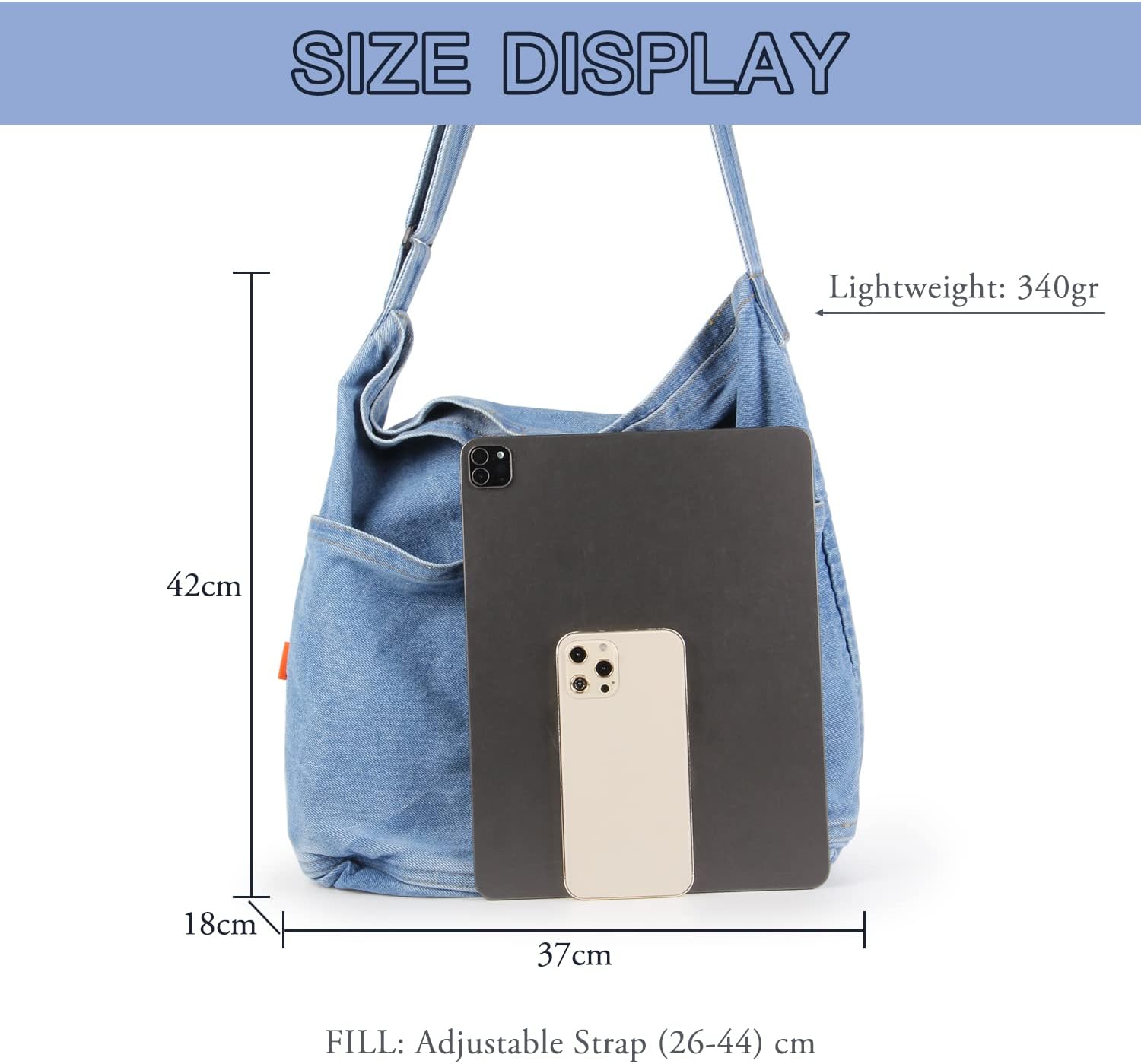 Lhhmz Denim Hobo Taschen für Frauen Retro Jeans Umhängetasche Freizeit Jeans Tasche Handtaschen Umhängetasche für Frauen, hellblau, Retro – Bild 2