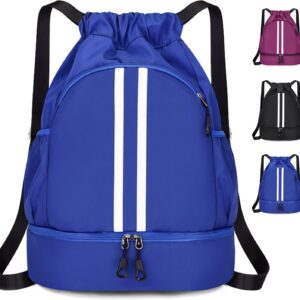 Yomaido Sports Bag, Fitnessbeutel, große Kapazität, Sport -Rucksack, wasserdicht, einstellbar, Kordeltrackpack mit mehreren Fächern, für Männer, Frauen, Kinder, Jungen