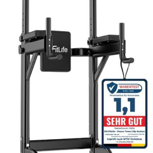 DH Fitlife Power Tower Dip Station | Sportausrüstung mit Klimmzüge, Tauchstangen und Back Trainer | Kraftwerksturm | Fitnessstation | Power Rack für Home Fitness | Krafttraining für Zuhause