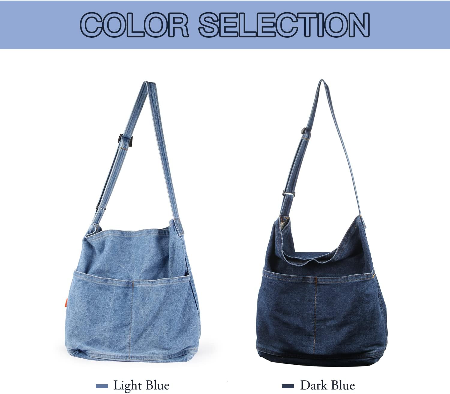 Lhhmz Denim Hobo Taschen für Frauen Retro Jeans Umhängetasche Freizeit Jeans Tasche Handtaschen Umhängetasche für Frauen, hellblau, Retro – Bild 6