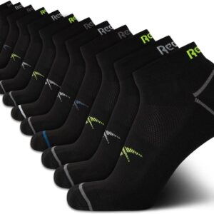 Reebok Herren -Viertelsocken – 12 Pack Soft Performance Viertel Socken für Männer – atmungsaktive Sportsocken für Männer (Größe 6-12)