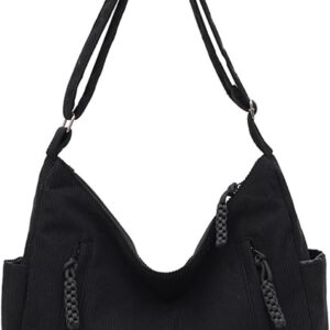 Vokuviku Unisex Cord -Taschen Umhängetasche Großer Frauenkäufer Tasche Mode Stofftasche für alltägliche Büroschule Reise