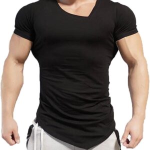 Kanpola Herren unregelmäßige Polyester Kurzschläfe Absicherung Slim Fit Bluse zum Joggen von Yoga -Männern – XL/52