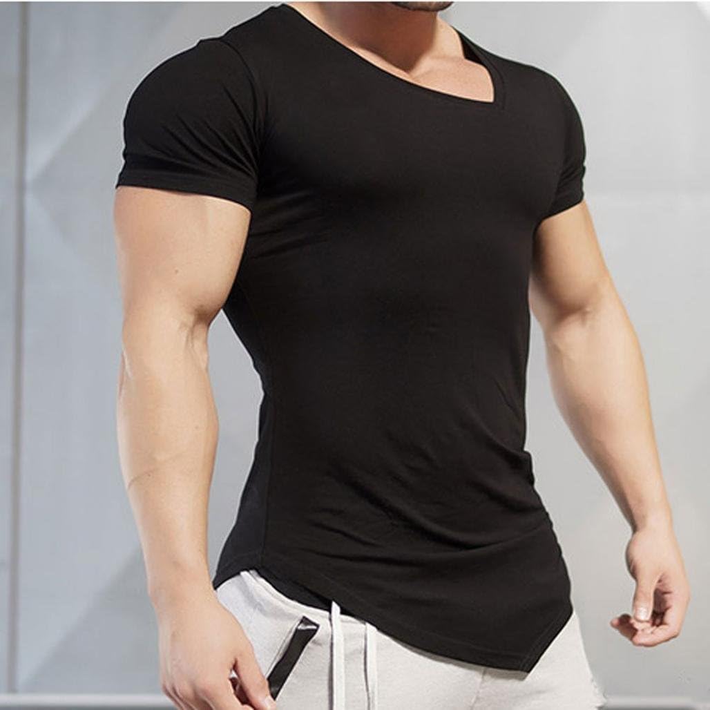 Kanpola Herren unregelmäßige Polyester Kurzschläfe Absicherung Slim Fit Bluse zum Joggen von Yoga -Männern - XL/52 – Bild 2