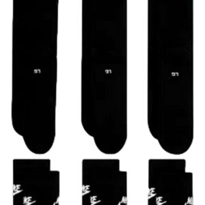 Nike DX5025-9 Paar Sportsocken – weiß/schwarz/mehrfarbig – Sportswear Everyday Essential Crew Socken 34/38/42/46/50 – Frauen, Männer, Unisex, Weiß/Schwarz/Schwarz