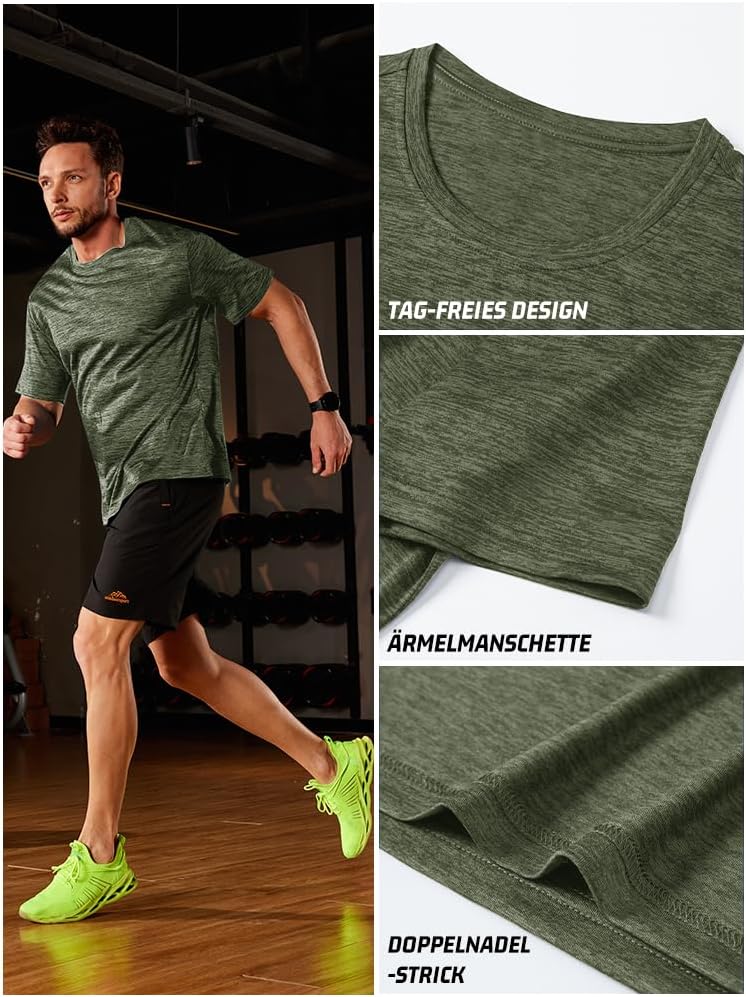 Kefitevd Männerfunktional Shirt Sports T-Shirts atmungsaktiv – Bild 4