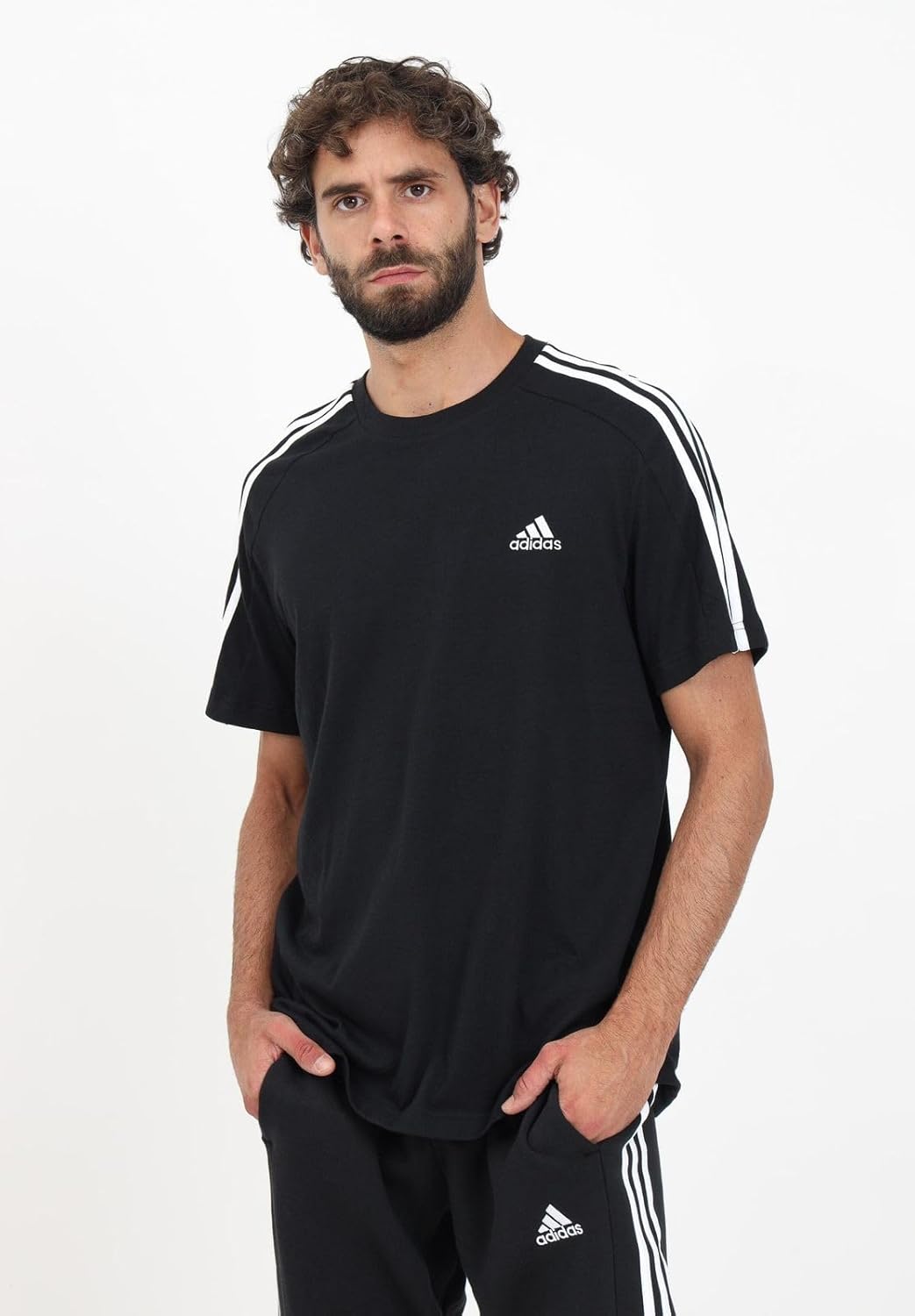 adidas Männer Essentielle drei Streifen Single Jersey T-Shirt – Bild 3