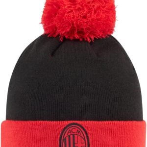 AC Mailand Unisex Erwachsener Berretto Ess offizieller Hut, Schwarz/Rot (Pom Pom), eine Größe, Schwarz/Rot (Pom Pom)