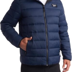 Reebok Herrenjacke – Leichter Mantel mit Kapuze – warme isolierte Winterjacke für Männer (S -4x), feste Vektor Marine, M. Navy, L.
