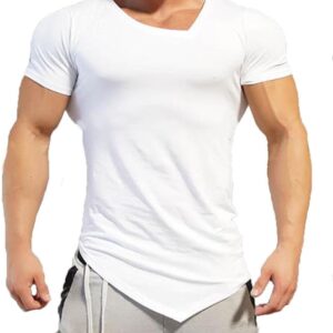 Kanpola Herren unregelmäßige Polyester Kurzschläfe Absicherung Slim Fit Bluse zum Joggen von Yoga -Männern – S/46