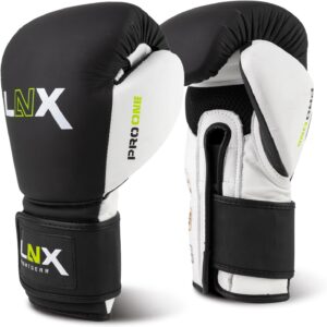 LNX Pro -One Leder -Boxhandschuhe – professionelle Handschuhe zum Sparring und Training 10 12 14 16 Unzen Frauen Frauen matt schwarz