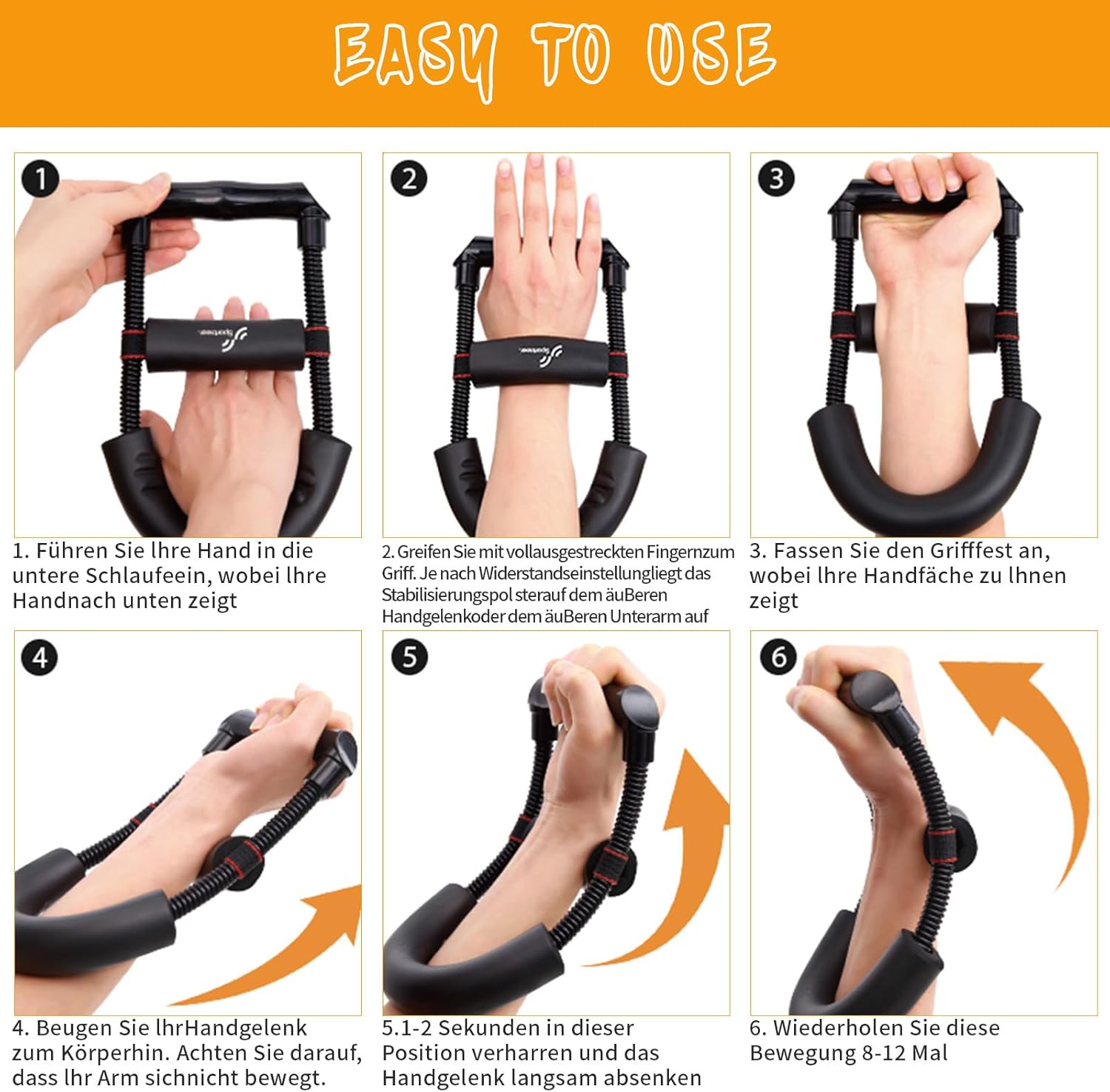 Handtrainer, Fingertrainer, Unterarm Trainer, Griffstärke, Packung von 6, einstellbar – Bild 4