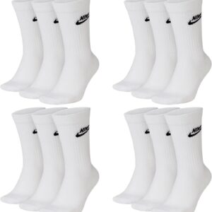 Nike DX5025-6 Paare Sportsocken – weiß/schwarz/mehrfarbig – Sportswear Everyday Essential Crew Socken 34/38/42/46/50 – Frauen, Männer, Unisex, Farbe: Weiß, Größe: 34-38, Weiß