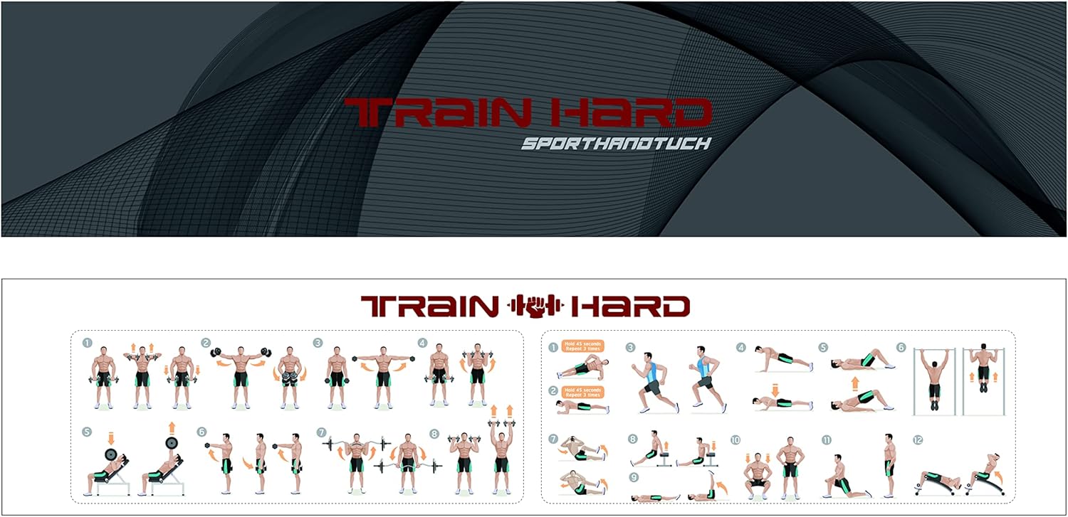 Sporttuch mit Umschlag 100% Baumwolle 130 x 64 cm mit Trainingsplakat – Bild 3