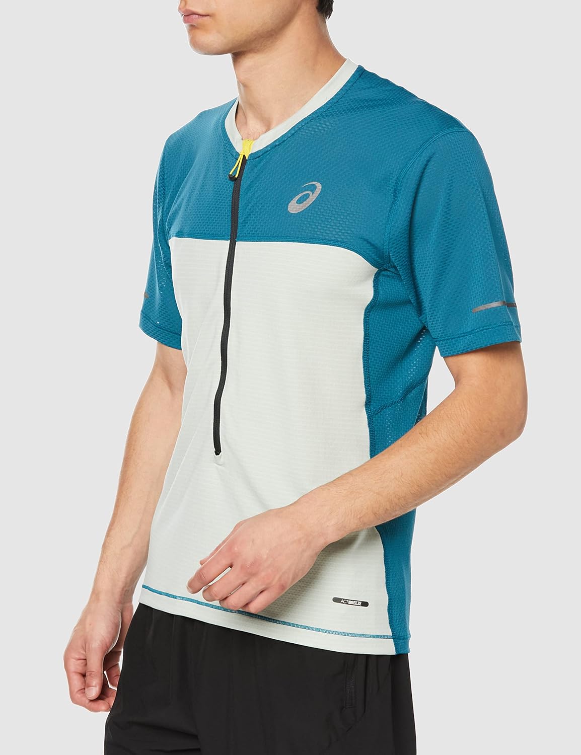 Asics Fujitrail Männer kurzärmelig oberste blaue/weiße, blaugrün/leichte Salbei-Tinte – Bild 4