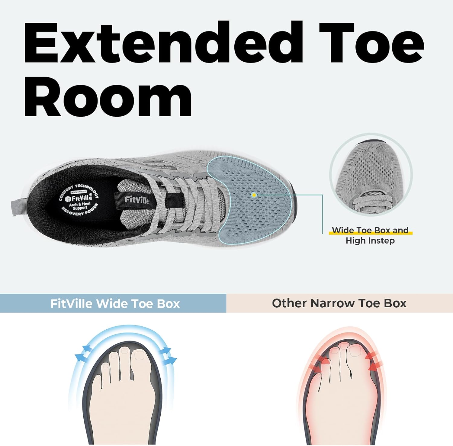 Fitville Running Shoes Herren extra breite Sportschuhe atmungsaktive Trainer Outdoor Jogging Schuhe Leisure Road Running Schuhe Nicht-Rutsch-Trainer – Bild 3