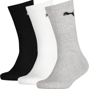 Puma Unisex Kinder -Crew -Socken (Packung von 3), Grau/Weiß/Schwarz