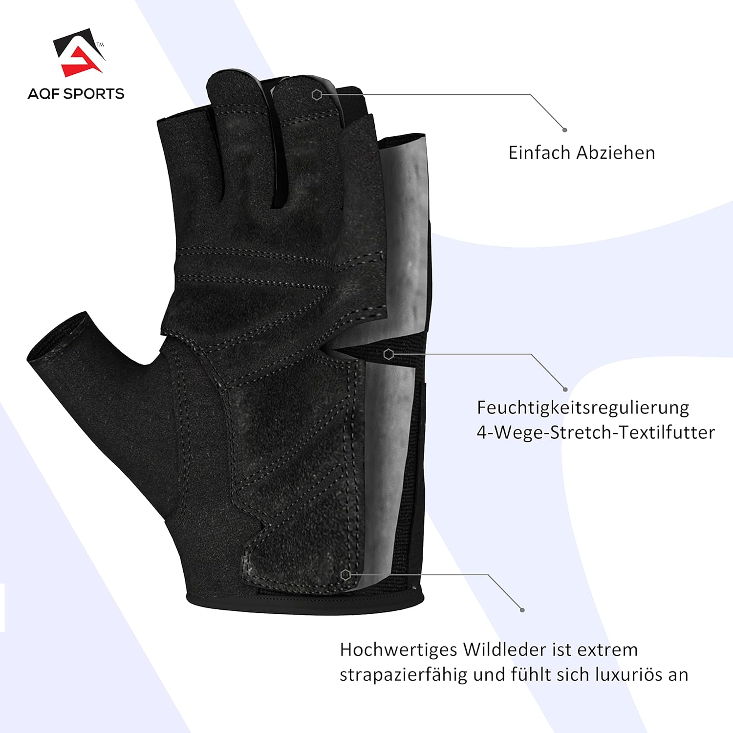 AQF -Trainingshandschuhe, Fitnesshandschuhe, ultraleichte Krafttraining, Bodybuilding, Sporthandschuhe für Gewichtheben, Training im Fitnessstudio, Kraftsport, Männer und Frauen – Bild 4