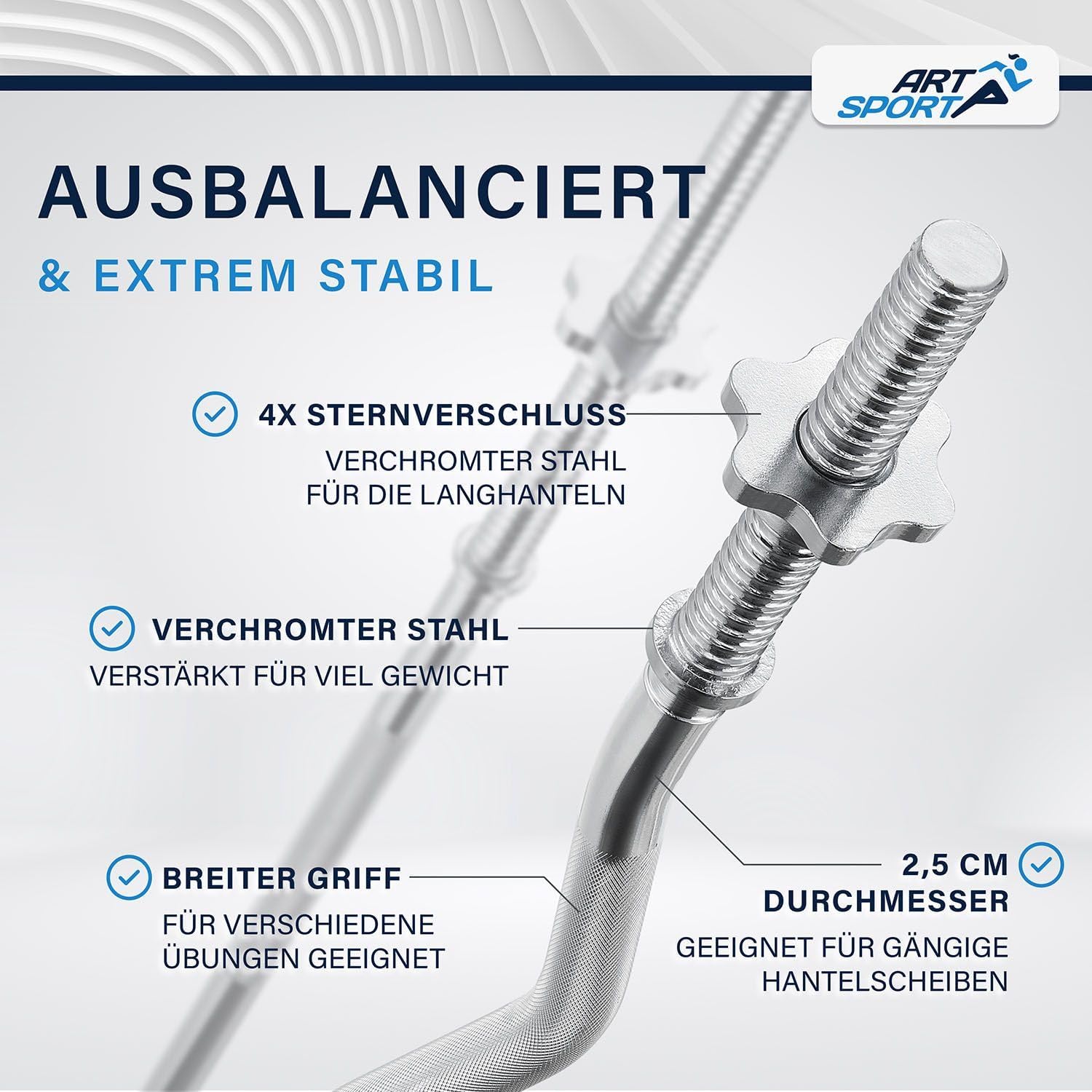 ArtSport 3 -in -1 -Hantel -Set mit 2 Hanteln, 1 Langhantel und 1 SZ Curl Langhantel - 12 Gewichte mit 60 kg und Spinlockkragen - Dumbbell Set Krafttraining – Bild 9