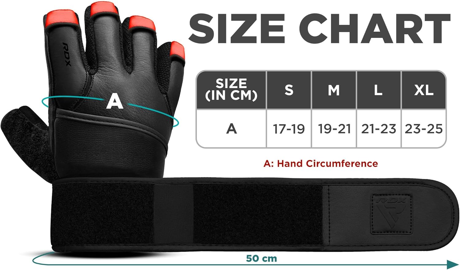 RDX Maya Hide Leder-Fitnesshandschuhe, 50 cm langes Handgelenksschutz, Krafttraining, Gewichthebertraininghandschuhe, gepolstert – Bild 6