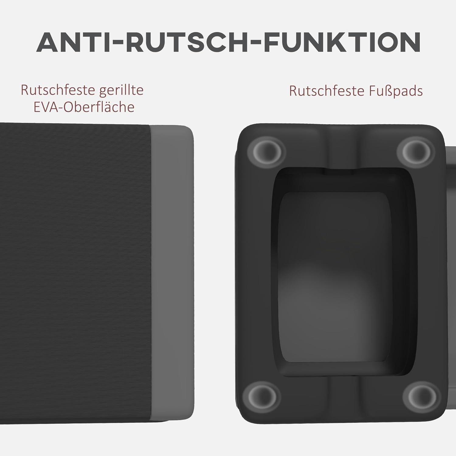 Sportnow Aerobic Stepper, 10,5/15,5/20,5 cm Höhenverstellbares Quiltboard, Nicht-Schlupf für Zuhause, Fitnessstudio, Büro, Plastik, Grau – Bild 4