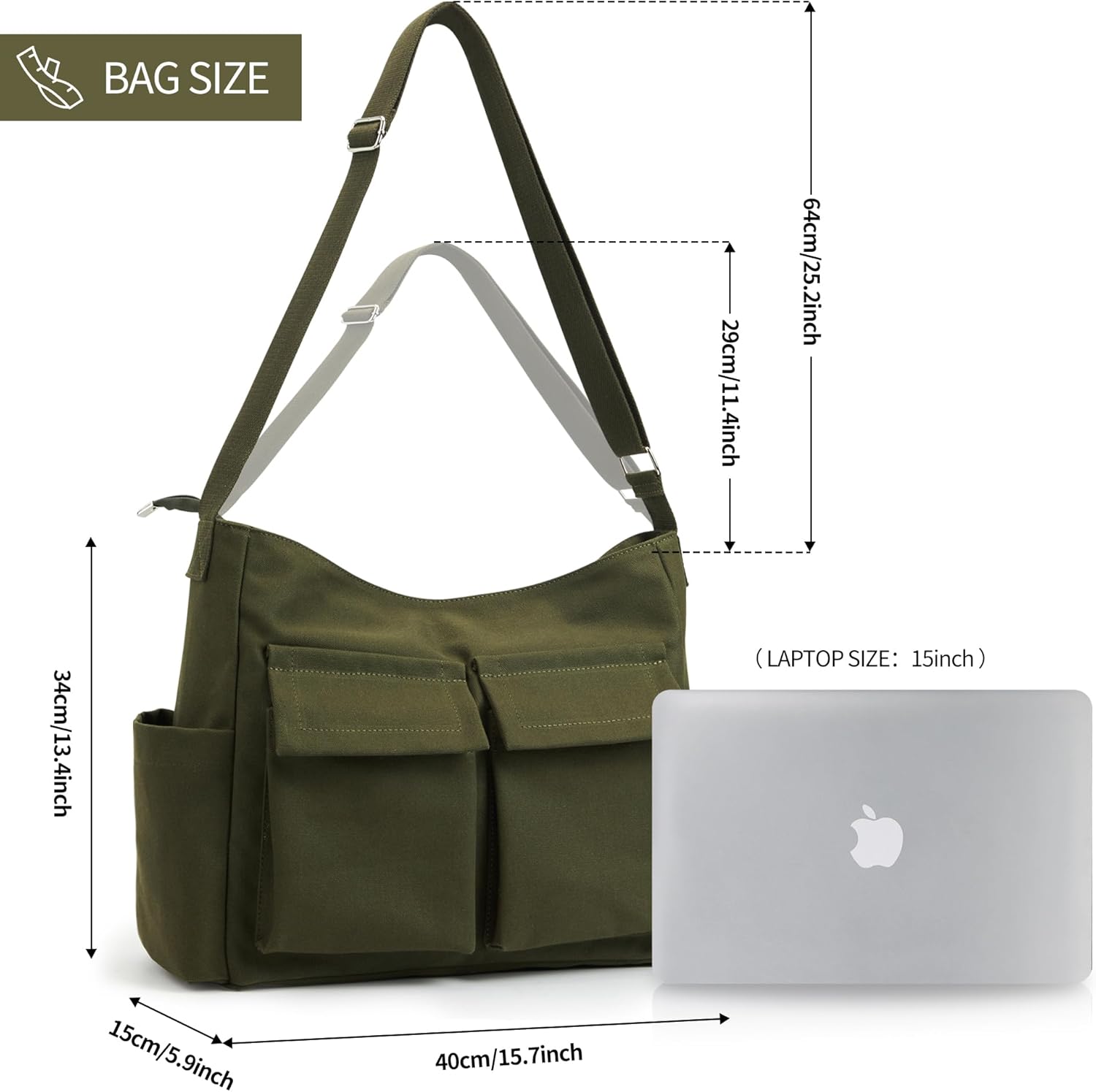 Kalidi Canvas Tote Umhängetaschen Frauen Umhängetasche Casual Messenger Crossbody Tasche Dicke Leinwand Hobo -Beutel wasserresistent für College -Arbeiten täglich Einkaufsreisen täglich – Bild 7