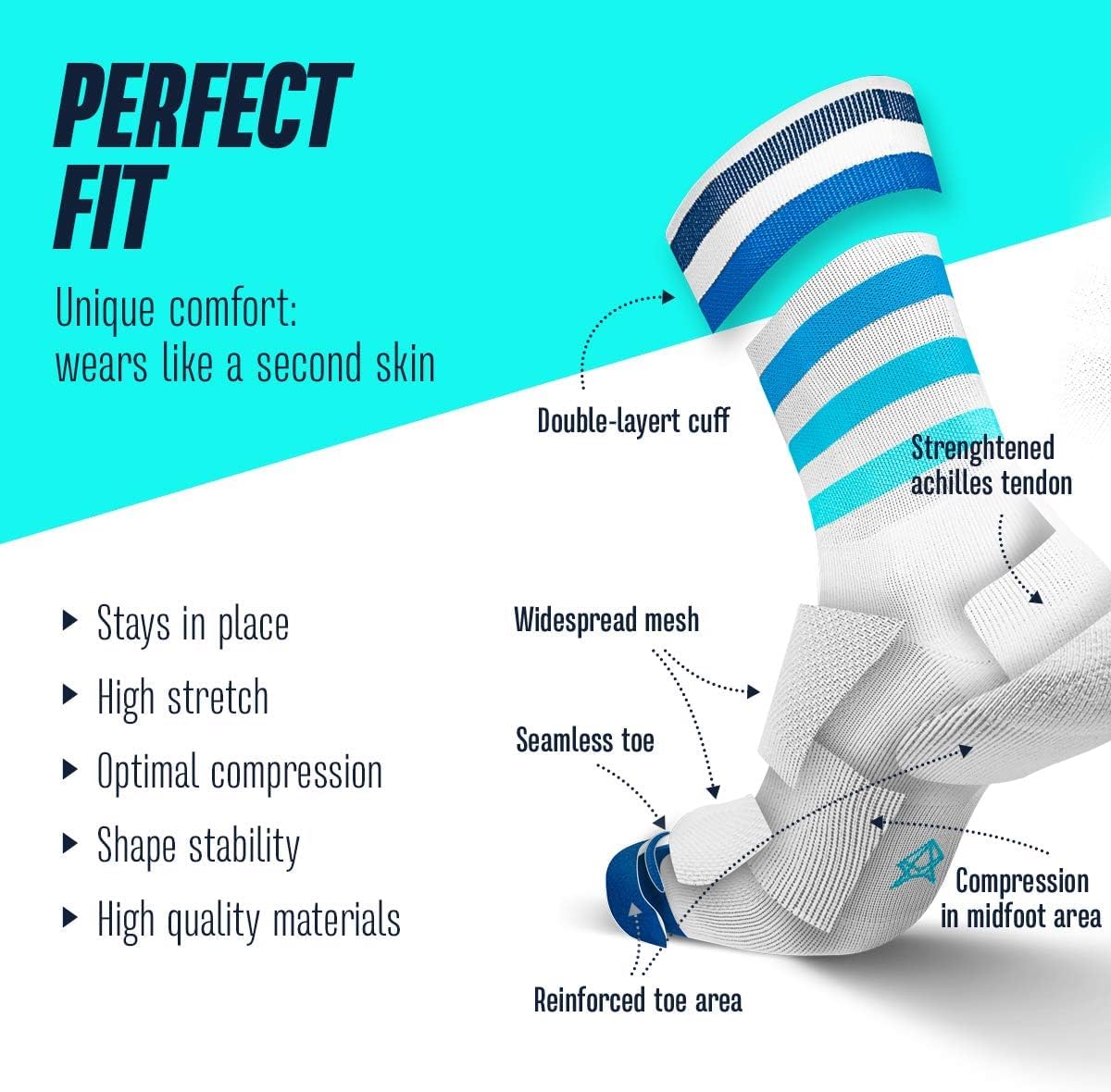 Unbekannte Quadrate gepolsterte Laufsocken, lange, laufende Socken, atmungsaktive Sportsocken mit Anti-Blister-Schutz, Kompressionsstrümpfe, 35-46, Weiß, Benzin, Neongelb – Bild 6