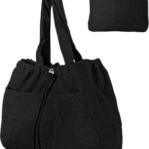 Gluckstar Damenkäuferbeutel, große Einkaufstasche, Cord -Tasche, Damen -Umhängetasche, Taschenbeutel, einfache Cord -Tasche, Stoffbeutel, Kordentasche, große Handtasche für die Schule und den täglichen Gebrauch