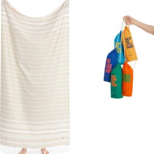 Luum®-Reisetuch, Hammamhandtuch im Freien, Strandtuch, Badetuch, Sport, Sauna Kilt, dünn, leicht, schnell trocknen, beige (besser als ein Mikrofasel-Handtuch), 95 x 160 cm