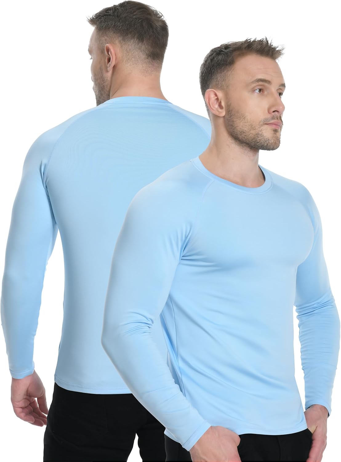 Kefitevd Herren-Langarm-T-Shirt mit innerem Fleece Sport Long Sleeve Thermal Running Shirt Jersey Winter Herbst – Bild 6