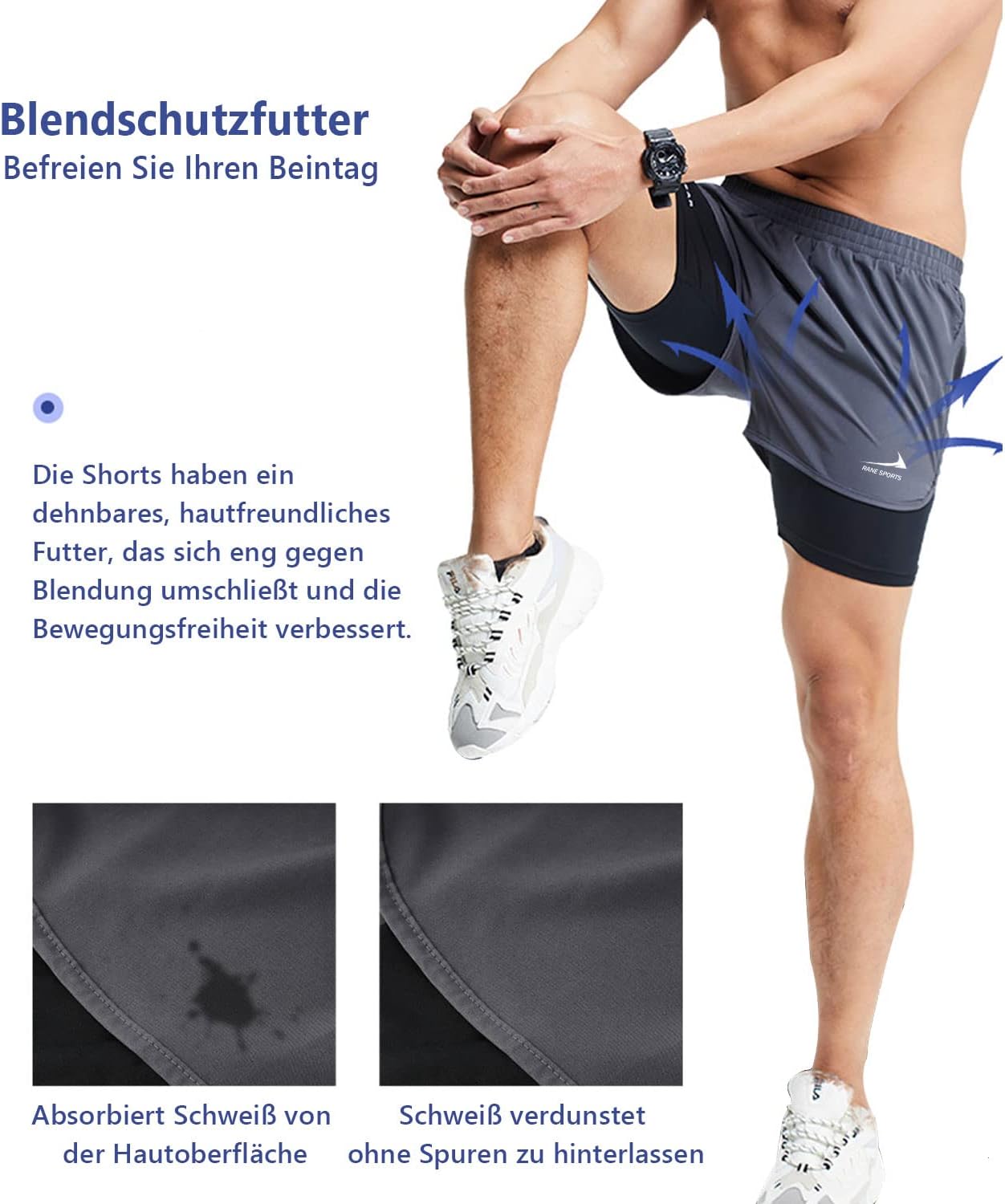 Herren -Laufshorts 2 in 1 Shorts Gym Athletic Shorts Shorts Marathon Trainingshorts im Freien – Bild 6