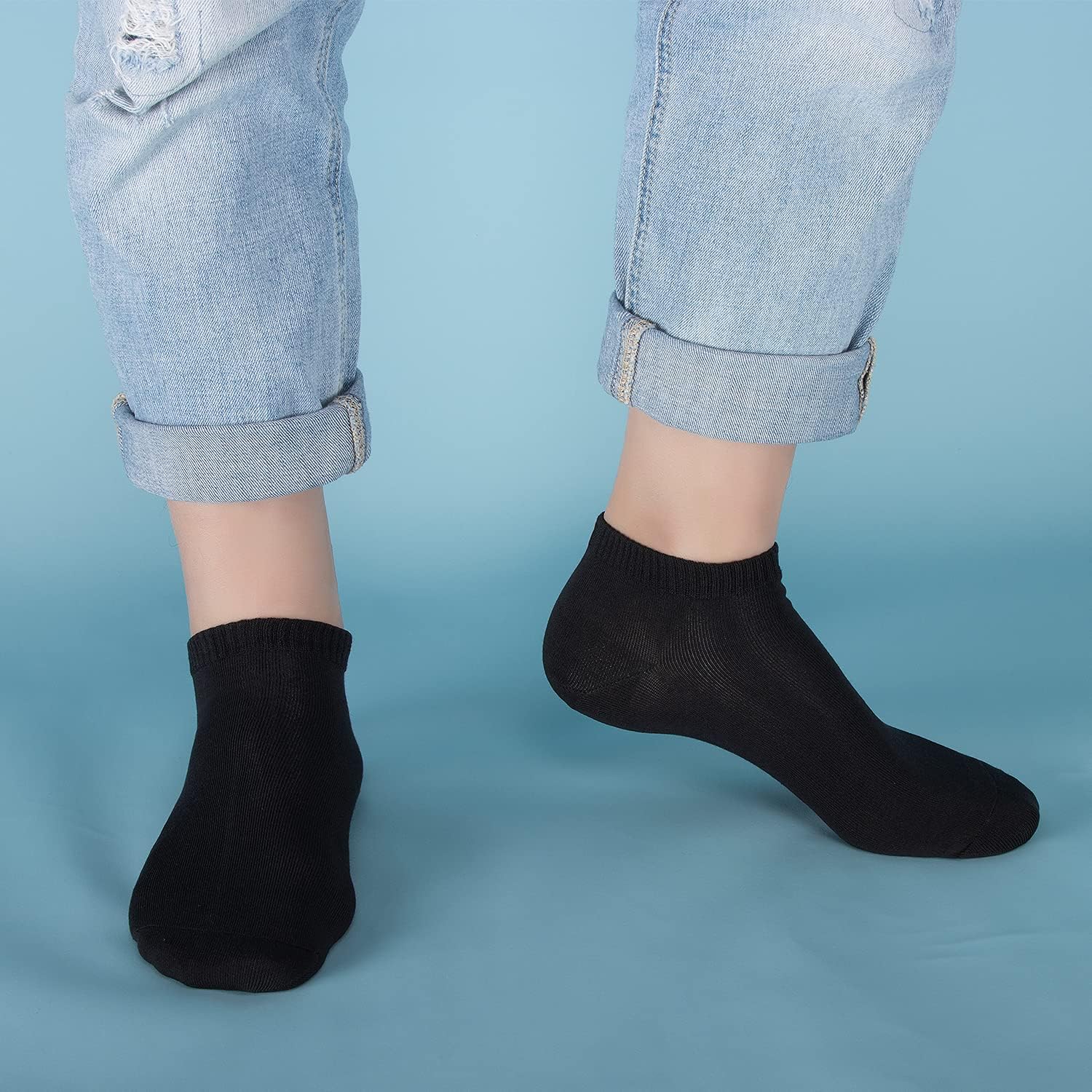 Benirap-Komprimierung Laufen Socken Männer Frauen Anti-Blister-Socken Laufen Socken Sportsocken mit Tab-Design, Kompressionszone, Belüftungsnetz und Bogen-Unterstützung Pack von 10 (schwarz, 43-46), Schwarz – Bild 6