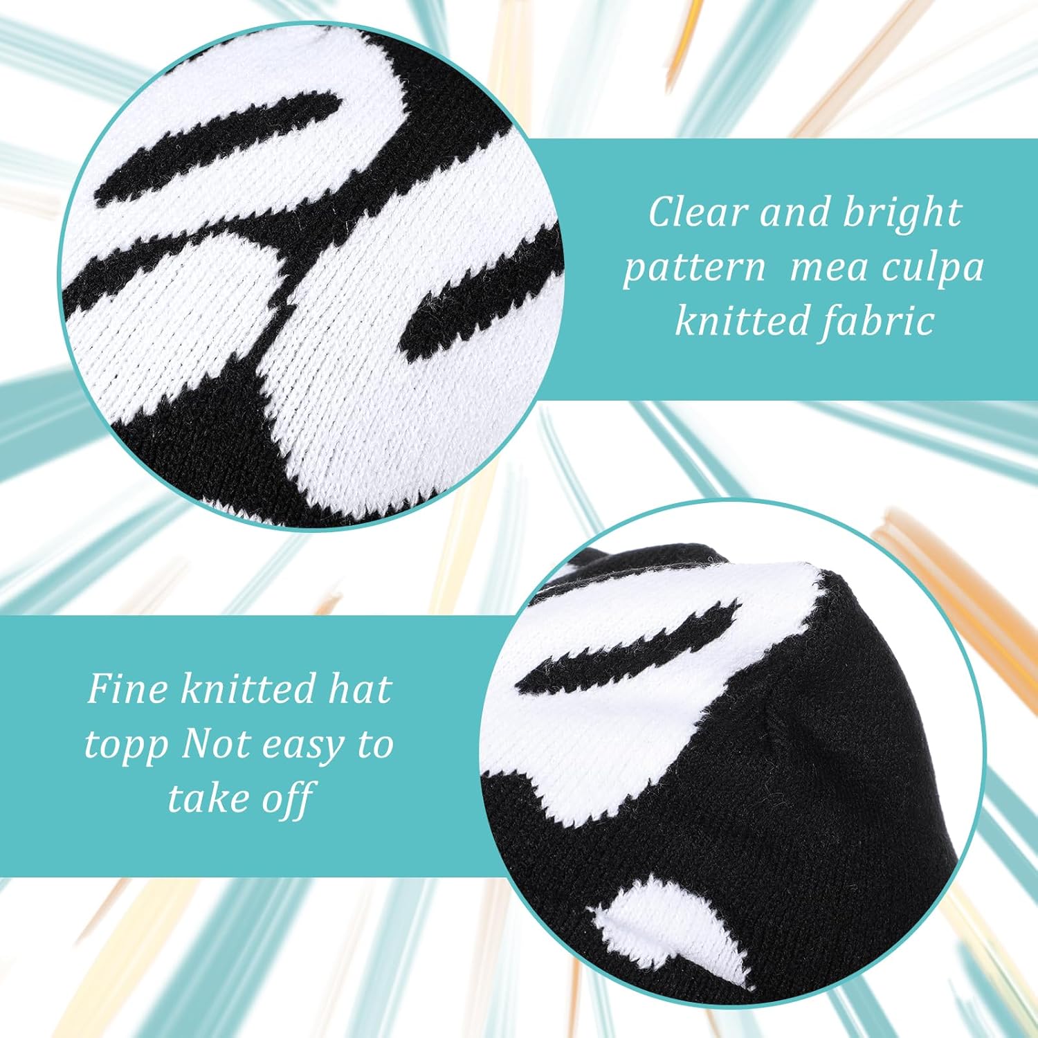 Tyqour y2k beanie y2k hut unisex winterstrick skater beanie hut gestricke hut wotwoll warm gestrickte hut gestricke hut für Männer Frauen Teenager Mädchen, Schwarz – Bild 5