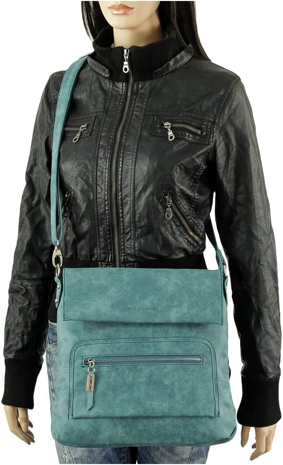 Handtasche Geschenkset, Umhängetasche, Wildlederimitation, gebrauchter Look, verschiedene Farben Blau – Bild 6