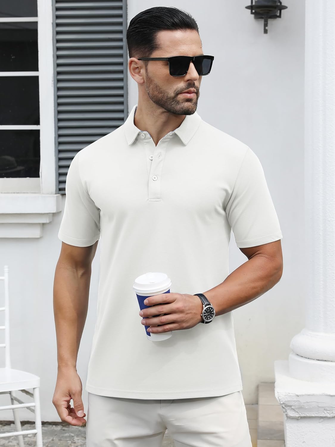 Kefitevd Herren Polo-Hemd Kurzärmel Poloshirts atmungsaktives Golf Polo Sommer Freizeit T-Shirt – Bild 6