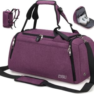 Sportbeutel mit Schuhfach und feuchtem Fach, 42L wasserdichtes Fitnessbeutel für Männer und Frauen, langlebiger Reisetasche mit Schultergurt und Kombinationsschloss