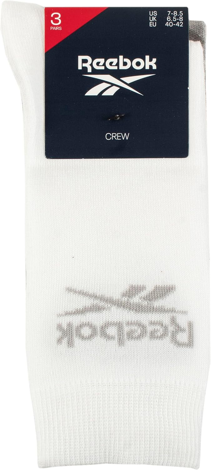 Reebok Unisex Core Crew-Socken reguläre Wadenlänge Socken weiche Baumwolle nahtlose Zehen 3 Paare Multipackgrößen 35-47 – Bild 2