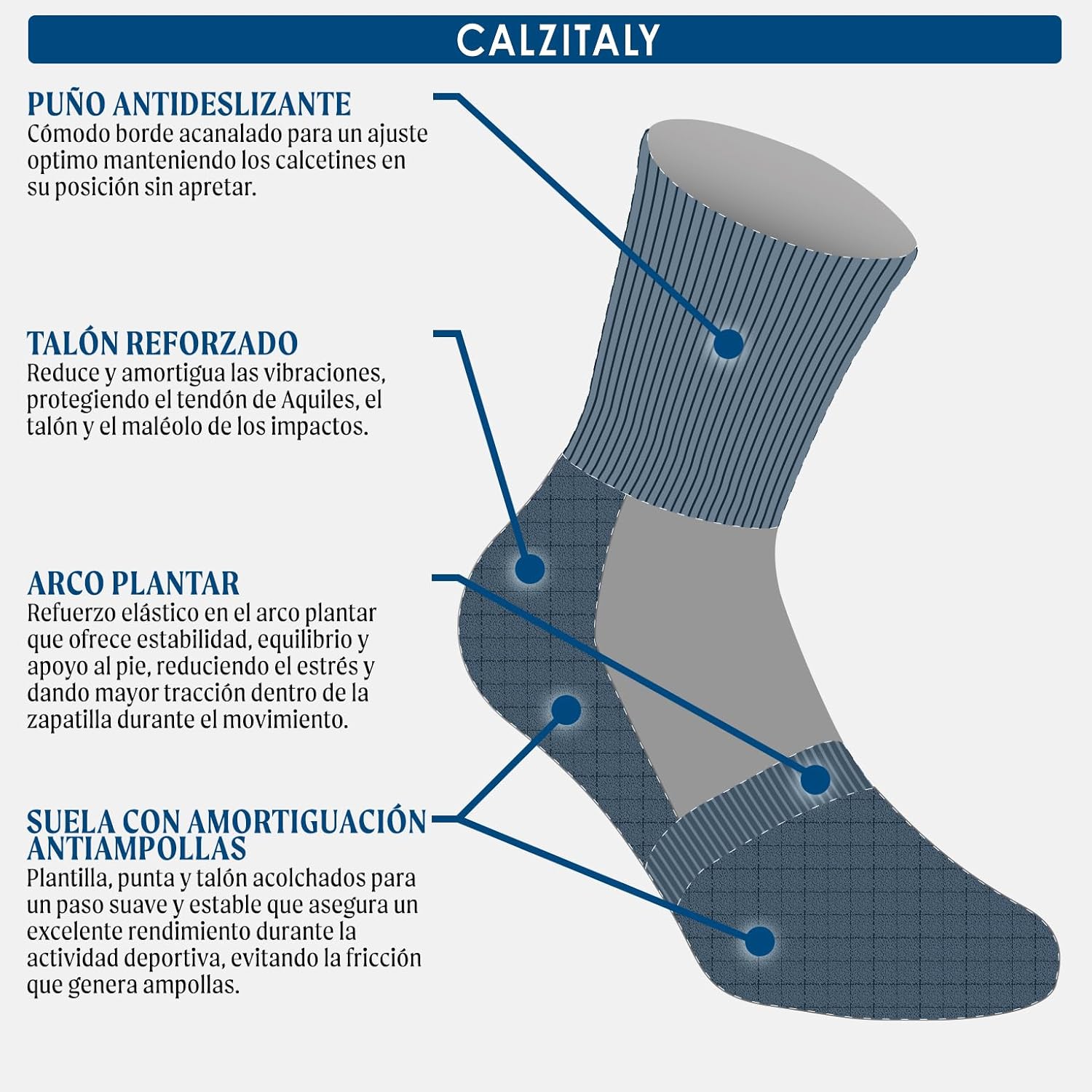 Calzitaly Pack von 2-3-4 Paar Unisex-Tennissocken, Padel Running Crossfit Fitness, atmungsaktive und Polsterung, Sportsocken für Männer und Frauen, hergestellt in Italien – Bild 4