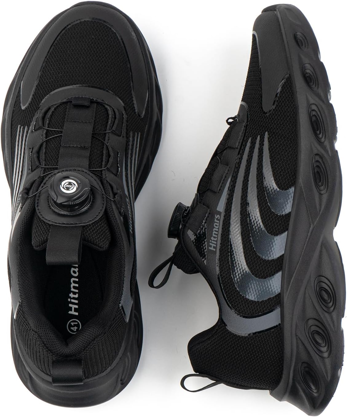 Hitmars-Trainer Herren-Laufschuhe Luftkissen-Trainer Luft Sportschuhe Jogging Schuhe Straße Running Schuhe Nicht rutschende Joggingschuhe Walkingschuhe Fitness Rennen im Freien Schwarze EU 39-47 – Bild 4