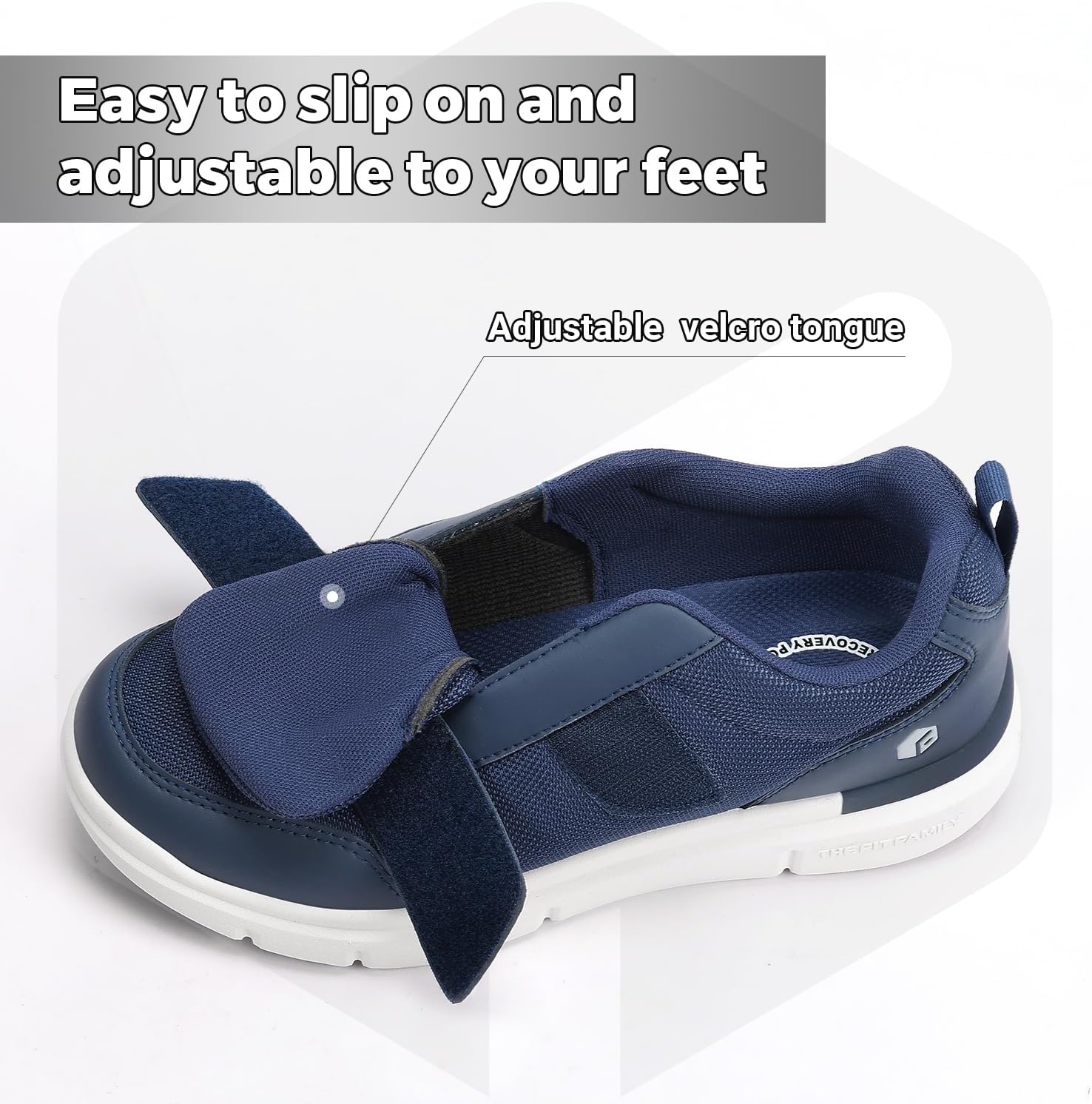 Fitville Herren-Diabetikerschuhe extra breit mit Klettverschluss übergroß – Bild 2