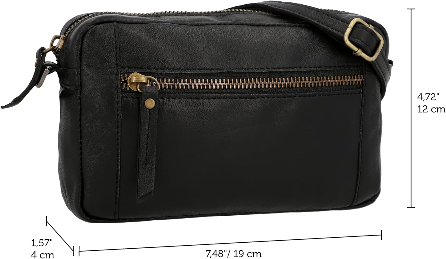 Gusti Dominic Damen Leder Umhängetasche Party Bag Festival Tasche Vintage Schwarzes Leder, schwarz – Bild 5