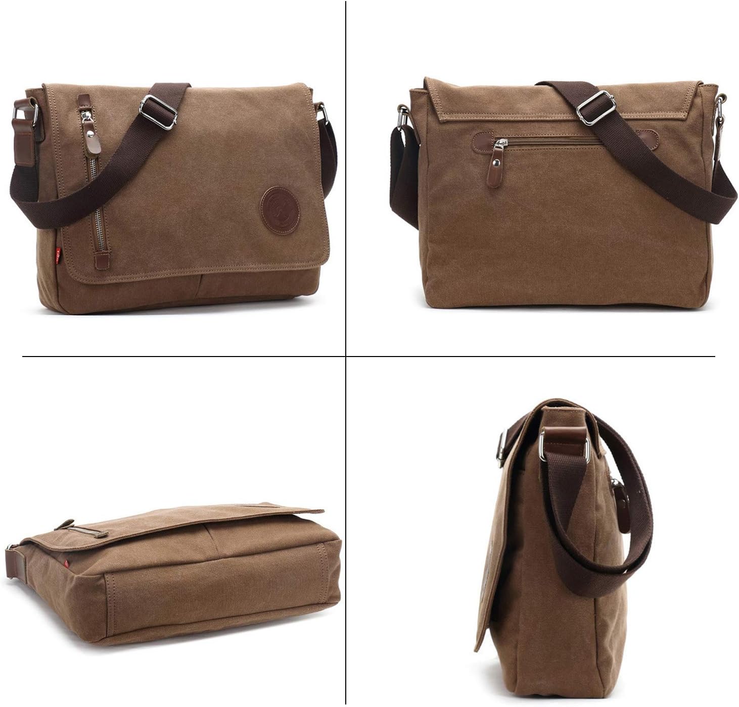 Fandare Retro Umhängetasche Leinwand Laptop -Rucksäcke für 14 -Zoll -Laptop Messenger -Tasche Frauen Frauen Crossbody Messenger Bag Travel School College Arbeit Multifunktionales Schultasche – Bild 3