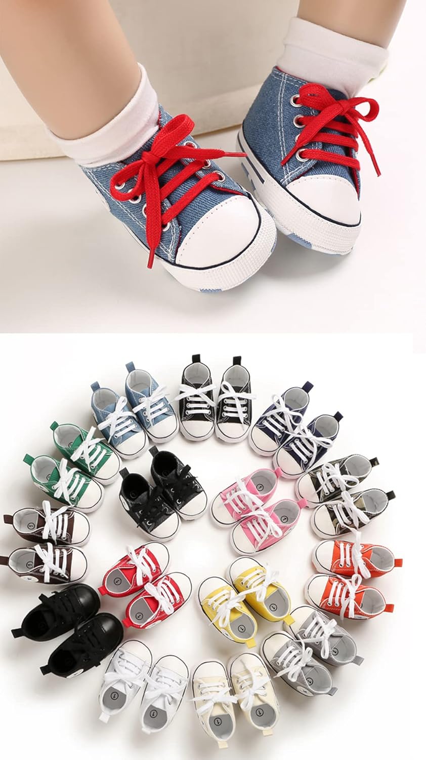 Sifangping Baby First Wanderschuhe, nicht rutschfest und atmungsaktiv 0-18m Leinwandschuhe mit weicher Sohle für Jungen und Mädchen – Bild 6