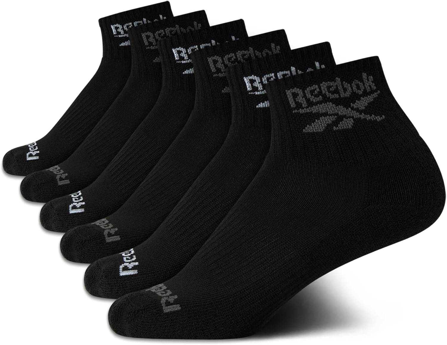 Reebok Boys Komfort gepolstert Viertel Cut Basic Socken (Pack von 6)