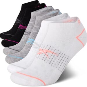 Reebok Frauen ohne Show sportliche Leistung mit niedrig geschnittenem geschnittenen geschnittenen Socken (Packung von 6), Größe 4-10, Schwarz/Weiß/Grau, Schwarz/Weiß/Grau