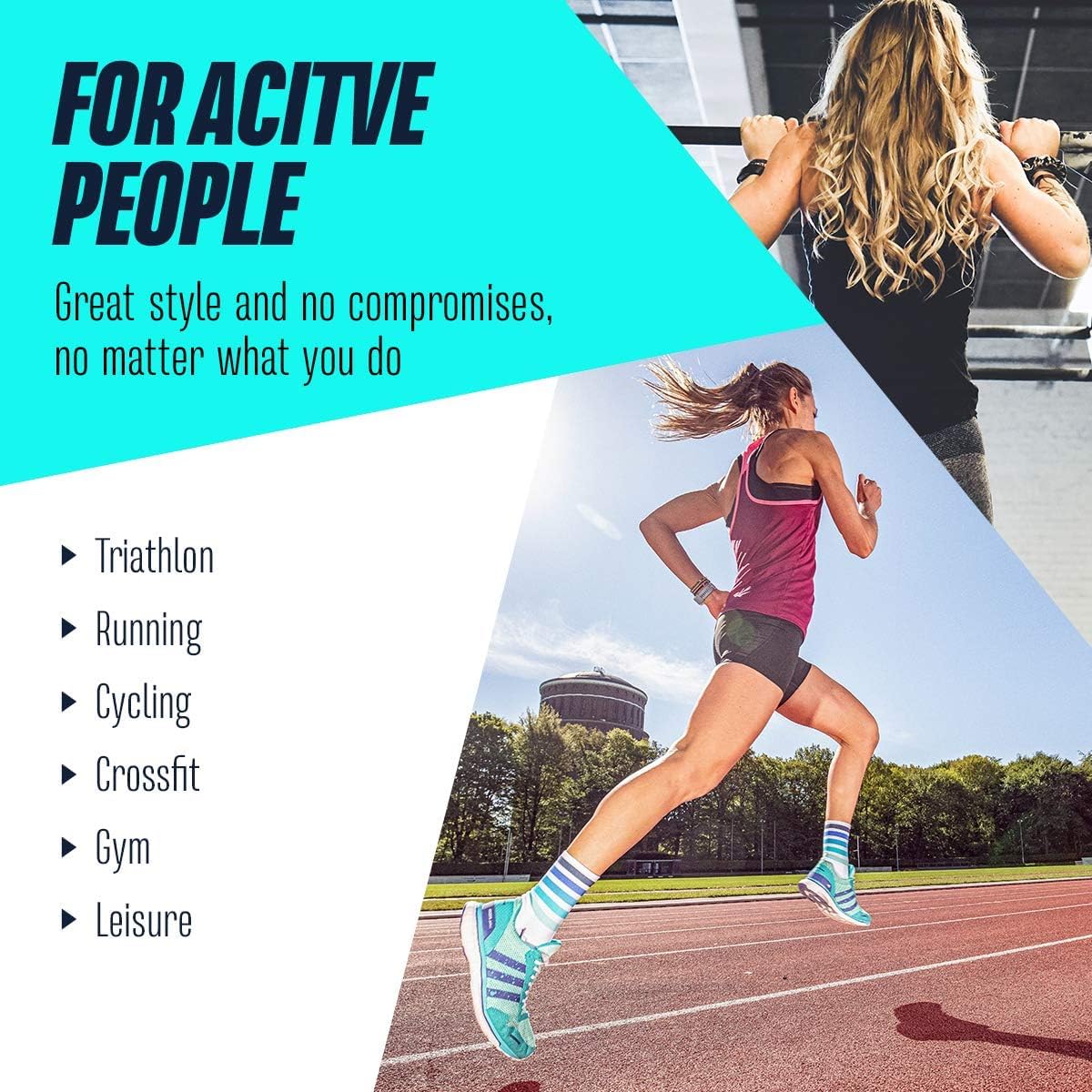 Unbekannte Quadrate gepolsterte Laufsocken, lange, laufende Socken, atmungsaktive Sportsocken mit Anti-Blister-Schutz, Kompressionsstrümpfe, 35-46, Weiß, Benzin, Neongelb – Bild 5