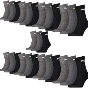 Puma 21 Paare kurze Crew Sportsocken Tennissocken Größe 35-49 Unisex, Socken & Strümpfe: 39-42, Farbe: 207 Anthrazit/Grau